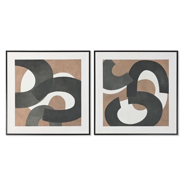 Tavla Home ESPRIT Brun Svart Grön Abstrakt Urban 80 x 4 x 80 cm (2 antal)