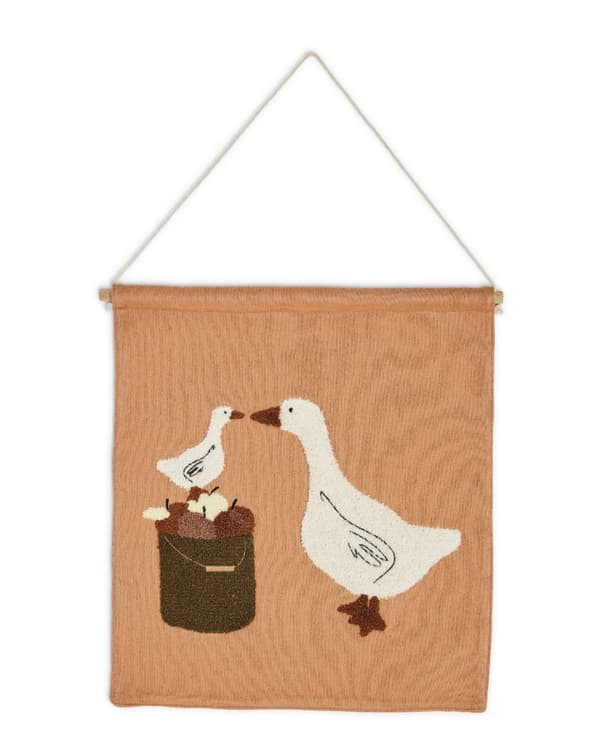 Smallstuff Veggdekorasjon, farmliving gjess - Naturlig - 37x33 cm (40023-11)