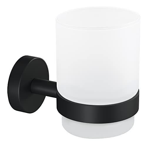 tesa 40566-00000-00 MOON BLACK tandborstmugg lim svart (matt), glassatäng (40566-00000-00)