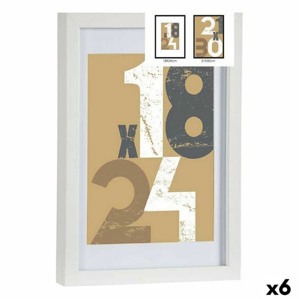 Kuvakehys 668826-WHITE Valkoinen Lasi Puu MDF (6 osaa)