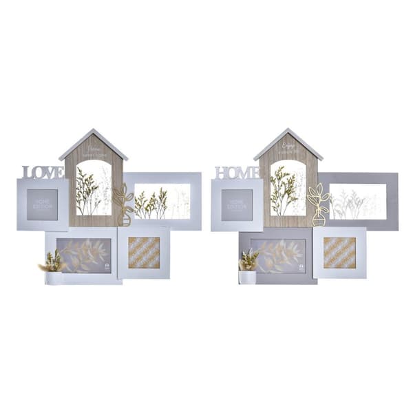 Kuvakehys DKD Home Decor Love Home Puu Kukka Luonnollinen (46 x 3 x 39 cm) (2 osaa)