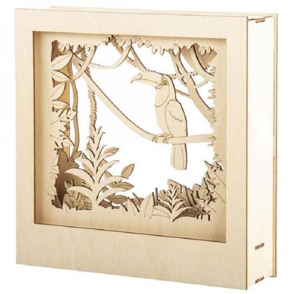 Dekorativ träram med 3D-mönster - 24 x 24 x 6,5 cm - Toucan