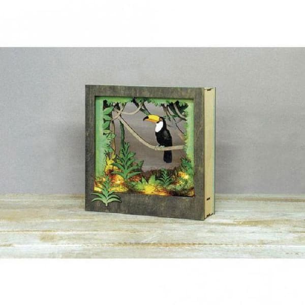 Dekorativ träram med 3D-mönster - 24 x 24 x 6,5 cm - Toucan