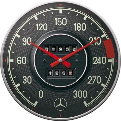 Väggklocka - Mercedes - Kilometer räknare - Vintage - Svart - 31 x 5,5 cm