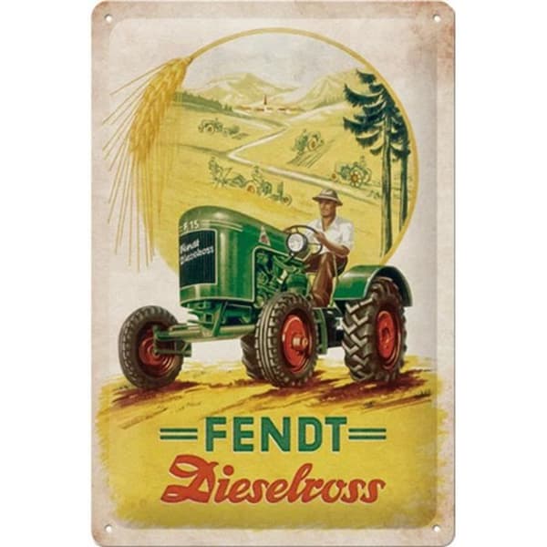 Metallplåt 20 X 30 cm Fendt Dieselross (traktorer)