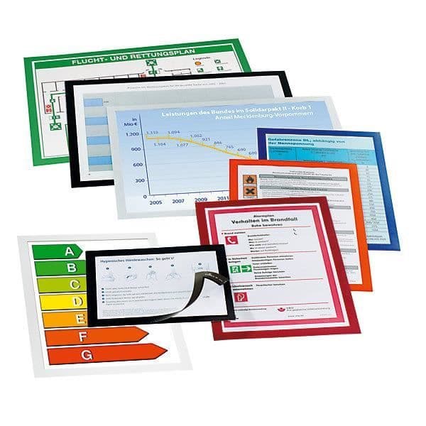 Informationsram - Slitstark - A4 - Svart - Paket om 10 - Självhäftande