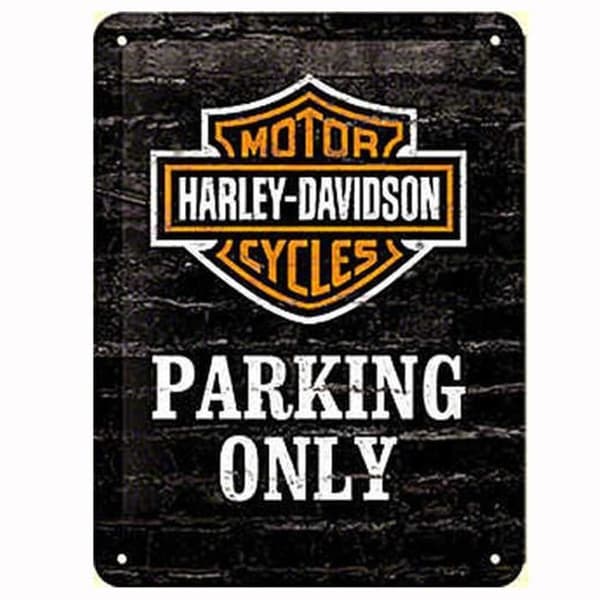 Dörrplatta - Harley Davidson - Metall - Svart - 20 x 15 cm
