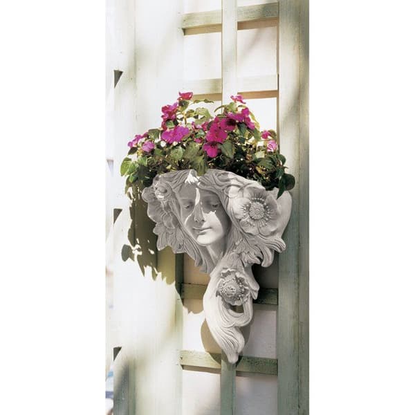 Design toscano - NG302810 - Le Printemps French Greenman Väggskulptur Planterficka, 38 cm, Polyresin, Antik Sten