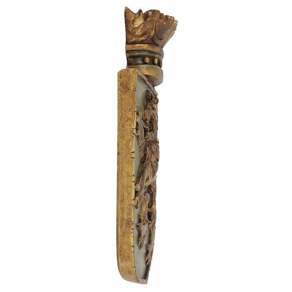 Design toscano - EU1040 - Medeltida väggskulptur av skenande lejonsköld Flerfärgad 6,5 x 18 x 37 cm