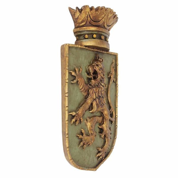 Design toscano - EU1040 - Medeltida väggskulptur av skenande lejonsköld Flerfärgad 6,5 x 18 x 37 cm