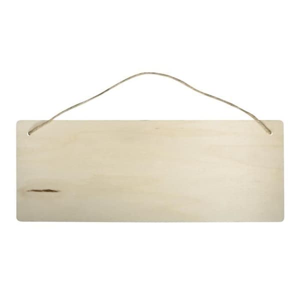 Rektangel träpanel, FSC100%, natur, 40x15x0,6cm, med jutegarn