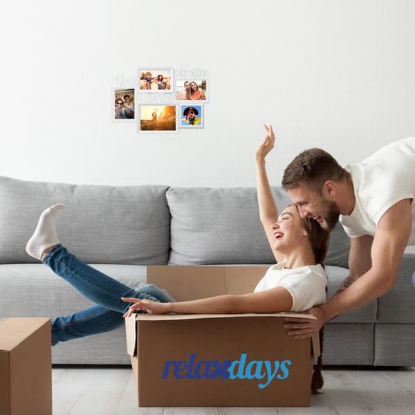 Relaxdays Pälskapsram pêle-mêle 5 fotogalleri väggfotoram Live Love Laugh 3D 31 x 45,5 cm, vit