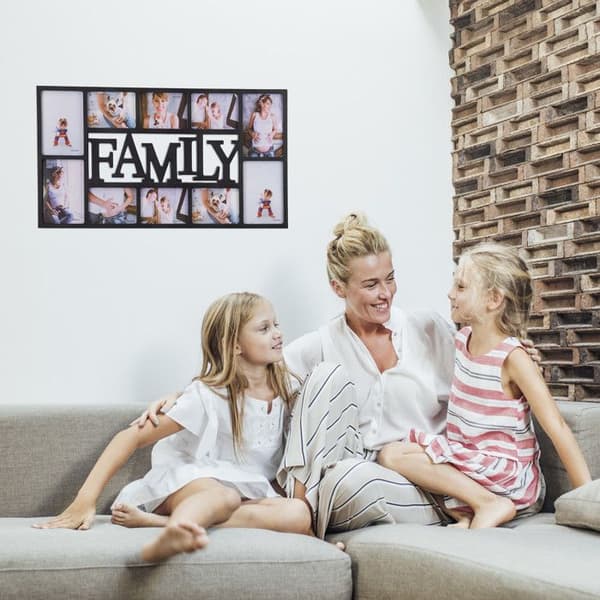 Relaxdays Fotoram pêle-mêle 10 foton Galleri vägg ram väggbeläggning Familj HxlxP: 36,5 x 72 x 2 cm, svart
