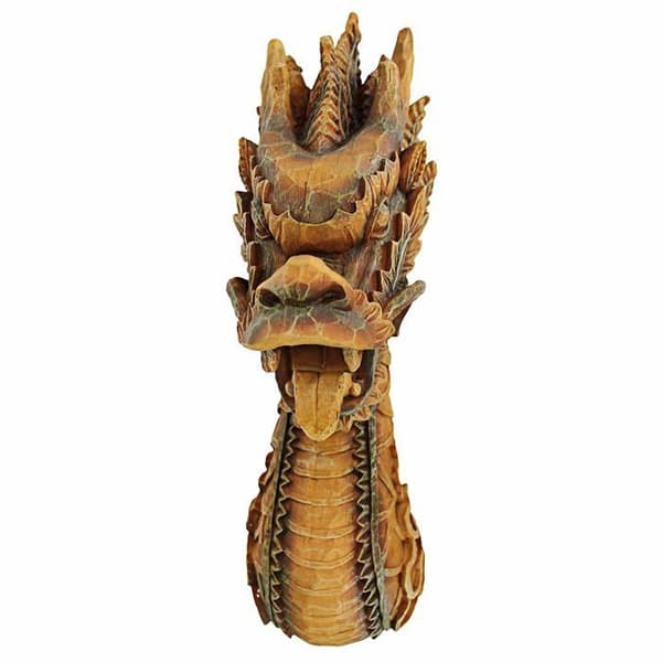 Design toscano väggdekorationsobjekt - NG33987 - Fire Dragon väggskulptur Brun 23 x 14 x 47 cm
