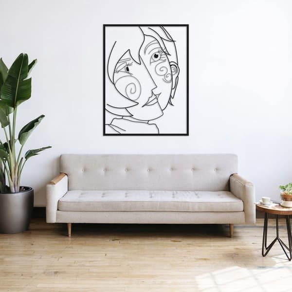 Decovieno - A400 - Metall Picasso-serien Väggdekor, 60 cm Längd x 46 cm Bredd x 3 cm Höjd, Svart