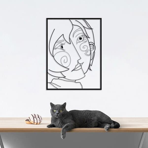Decovieno - A400 - Metall Picasso-serien Väggdekor, 60 cm Längd x 46 cm Bredd x 3 cm Höjd, Svart