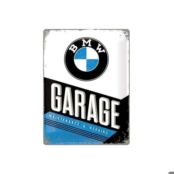 Metallplakett - BMW - Garage skylt - 30 x 40 cm - Vintage stil - Att hänga upp
