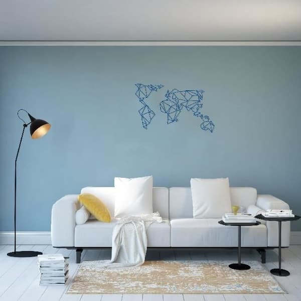 HOMEMANIA World Wall Decor - World Wall Art - för vardagsrum, sovrum - Blue Steel, 100 x 0,15 x 58 cm