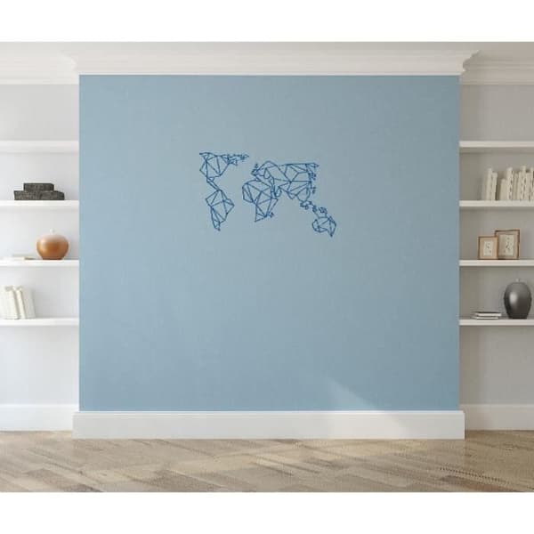 HOMEMANIA World Wall Decor - World Wall Art - för vardagsrum, sovrum - Blue Steel, 100 x 0,15 x 58 cm