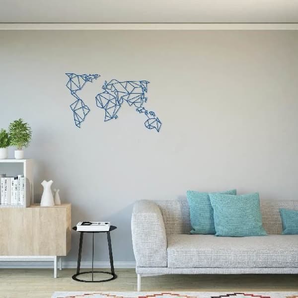 HOMEMANIA World Wall Decor - World Wall Art - för vardagsrum, sovrum - Blue Steel, 100 x 0,15 x 58 cm