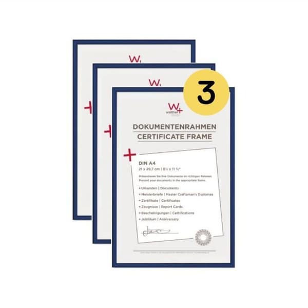 Walther design fot Rahmen - KV130L3 - Blå fot Rahmen 21 x 29,7 cm (DIN A4) Paket med 3, New Lifestyle plastfot Rahmen