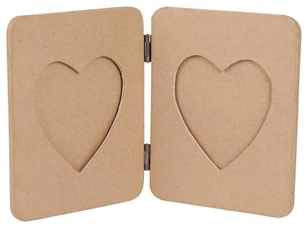 Decopatch fotoram - CD030C - Décopatch - Ett brunt pappersmachéstöd 14x1,5x18cm, Hjärtalbumram för 2 foton