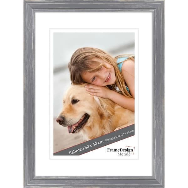Wandstyle - Fotoram H470 - Skandinavisk stil - massivt trä-normalt glas - ådrad grå - 24 x 30 cm