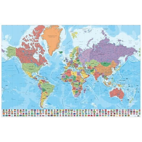 Affisch Mapa Mundo Ita Fisico Politico