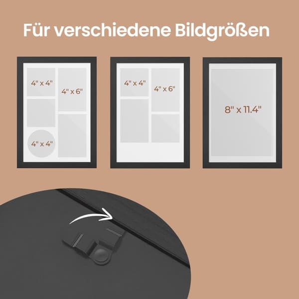 Fotoramme - A4 - Traceless Wall Hooks - Aszwart