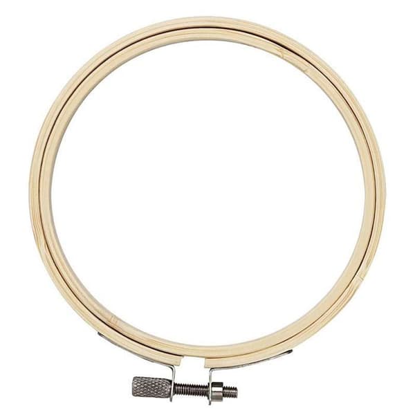 Ramatryck med broderi - Ej specificerat - Rund i trä - 10 cm - Massivt trä - Blande