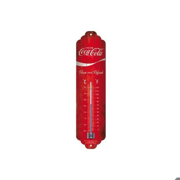Termometer - COCA COLA - Klassisk logotyp - Röd - 28 x 6,5 cm - Metall