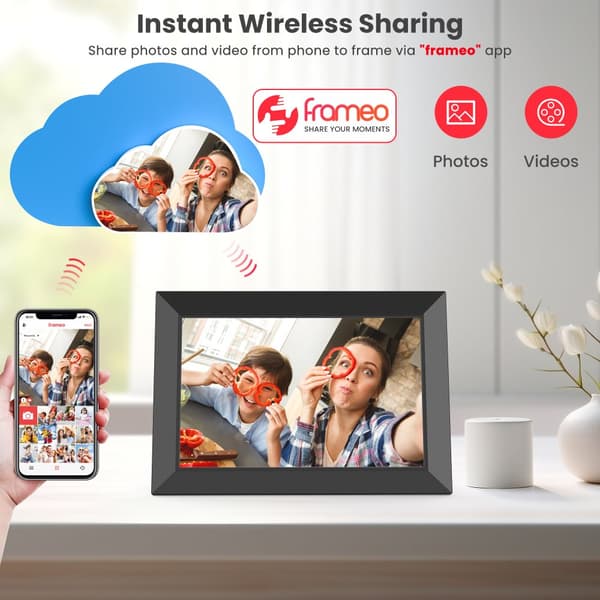 Digital fotoram, 10,1 tum pekskärm, WiFi-anslutning, HD-display,EU-plugg