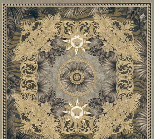 VERSACE TAPET Dschungelpapper Palmiers 387035 Brun Guld Silver Designer Logotyp Medusa 10,05x0,70m Tillverkad i Tyskland