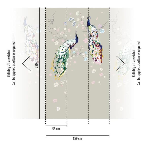 Fototapet Fåglar Grå Färgglad 389092 Papper Tapet Non-woven med blommor