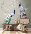 Miniatyrbild 1 av 2: Fototapet Fåglar Grå Färgglad 389092 Papper Tapet Non-woven med blommor