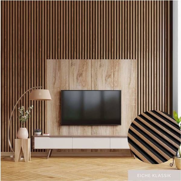 PROVISTON Akustiska 3D väggpaneler Kit 12 x 120 x 2700 mm per panel Klassisk Ek Hög kvalitet Robust Hållbar 15 bitar...