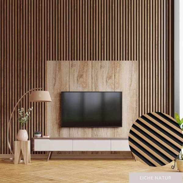 PROVISTON Akustiska väggpaneler 3D Kit 12 x 120 x 2700 mm per panel Ek naturlig Hög kvalitet Robust Hållbar 14 stycken...