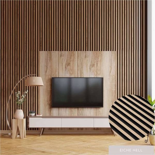 PROVISTON Akustiska väggpaneler 3D Kit 12 x 120 x 2700 mm per panel Ljust ek Av hög kvalitet Robust Hållbar 13 stycken...
