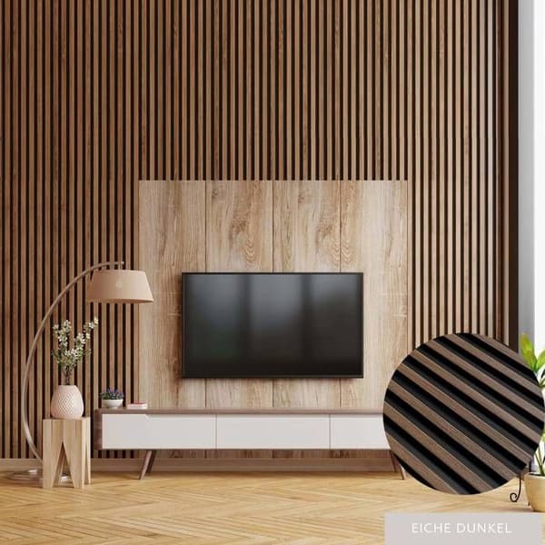 PROVISTON Akustiska väggpaneler 3D Kit 12 x 120 x 2700 mm per panel Mörk ek Hög kvalitet Robust Hållbar 8 delar