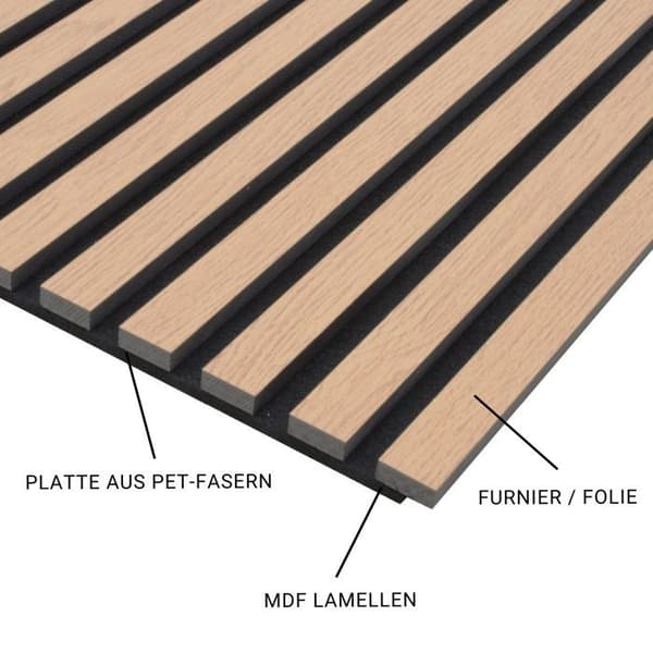 PROVISTON Akustisk panel Paket med 4 - 1200 x 600 x 21 mm naturlig ek MDF beklädd