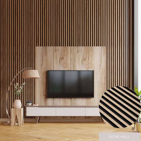 PROVISTON Akustiska 3D väggpaneler Kit 12 x 120 x 2700 mm per panel Ljus ek Högt kvalitet Robust Hållbar 14 stycken...