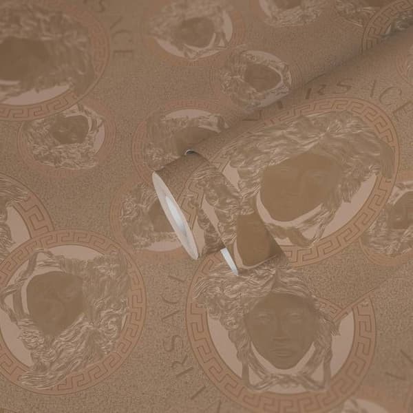 VERSACE TAPET Rosé metallisk Lyxtapet Designer Tapet non-woven Medusa-logotyp Rosé 384612 10,05x0,70m Tillverkad i Tyskland...