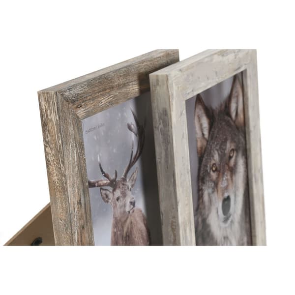 Fotoramme Home ESPRIT Hvid Natur Krystal polystyren Skandinavisk 19,5 x 2 x 24,5 cm (2 enheder)