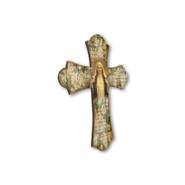 F.lli Bonella Fratelli Bonella | Croix Vintage i Trä Religiös av hjärtat Immenange av Maria 17 x 24 cm | Tillverkad i Italien
