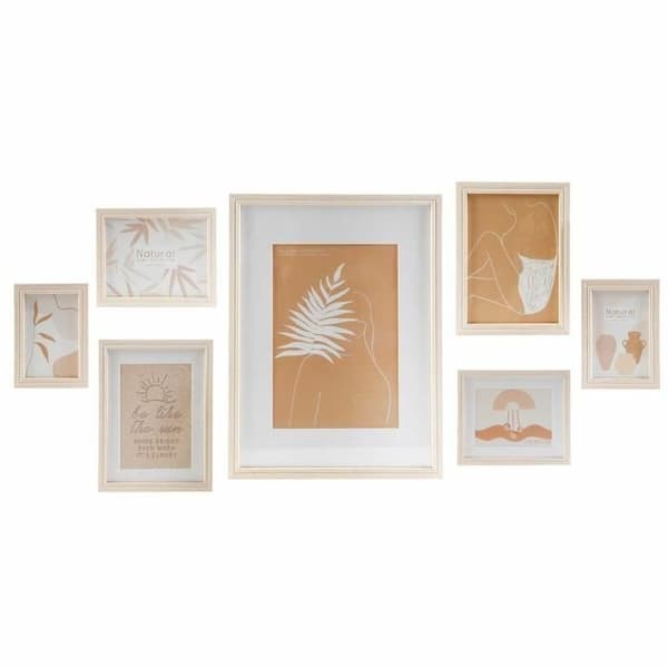 väggfotohållare 32,5 x 1,5 x 45 cm naturglas brun modernt trä mdf