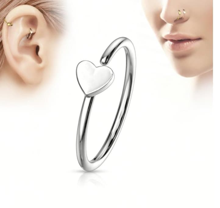1 st SILVER HJÄRTA Näsring piercing NYHET näsa, mun, öra, navel DESIGN