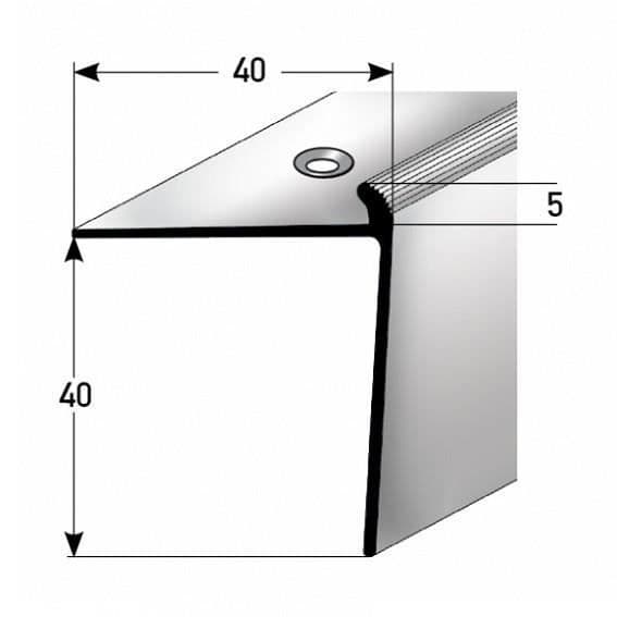 Trappnos | vinkeljärn | justerbar | anodiserad aluminium | Färg: Mörk brons | Golvtjocklek:5 mm | Längd: 2700mm