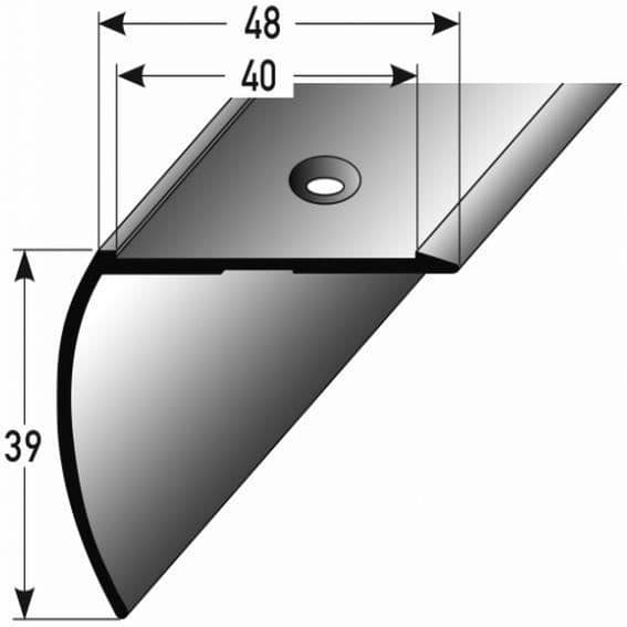 Vinkel | trappnos 48 x 39 | för halkfri insats | anodiserad aluminium | typ 373 | Färg: guld | Längd: 2700mm