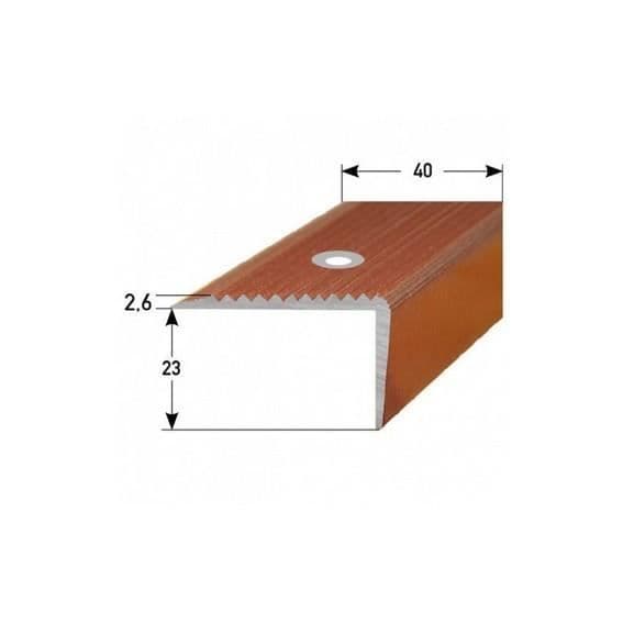 Trappnos | Vinkel 23 mm x 40 mm | Aluminium | specialbeständig finish | Färg: metallic silver | Längd: 1000mm