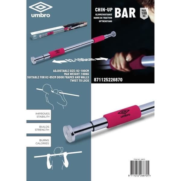 Pull-up bar - Umbro - Ed-26870 - Premium stål - Krom finish - Justerbar